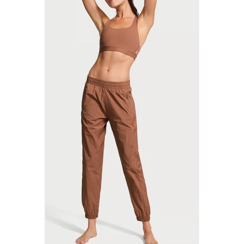 Victoria's Secret Parachute Jogger Brown Perforated Active Pants XS Weekend